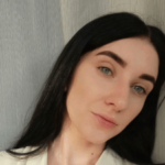 The photo shows Viktoria Samardak, a client for whom the agency developed a web application design.